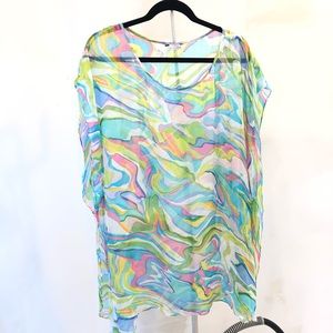 NWOT TRINA TURK Multicolor Silk Cover Up Tunic L